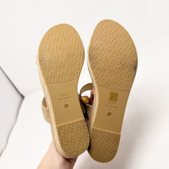 Stuart Weitzman Tan Beige Suede Wedge Sandals Size 11 Platform - Picture 9 of 9